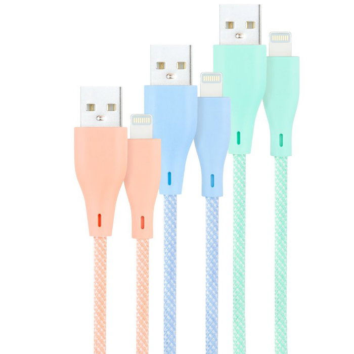 Nanocable Pack de 3 Cables Lightning a USB 2.0 Mallados, 1 m, Rosa, Azul y Verde Nanocable Pack de 3 Cables Lightning a USB 2.0 Mallados, 1 m, Rosa, Azul y Verde